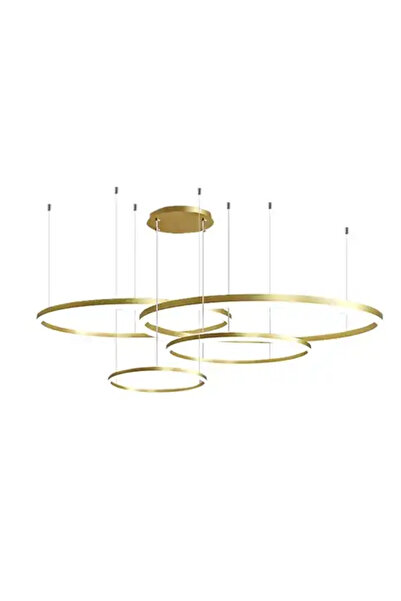 LED CONCEPT Lustra LED cu 3 tipuri de lumina si telecomanda, aurie, rotunda, ...