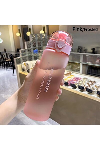 Choice زجاجة مياه شفافة رياضية وردية اللون بسعة 780 مل، محمولة للصالة الرياضي...