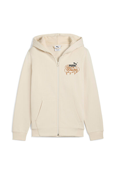 Puma Παιδικό μπουφάν με κουκούλα σε μπεζ χρώμα, με φερμουάρ στα μέσα της δεκαετίας του '90