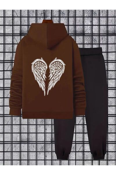 FAEL LİFE Women / Girl Wide Cut Oversized Tracksuit Set Angel Wing Print