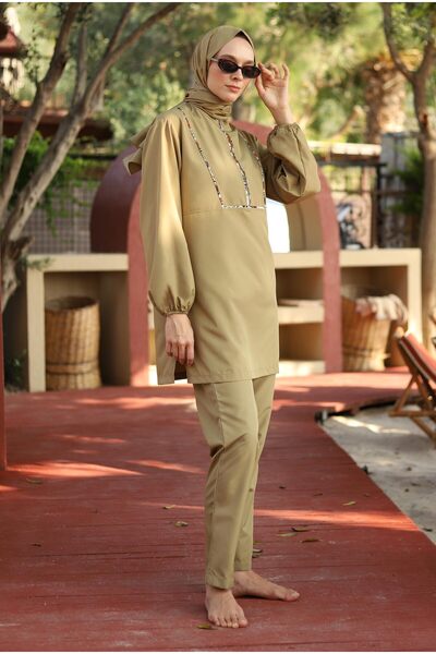 HEQA Piping Swimming Suit Light Clay