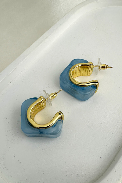 Modex Gold Acrylic Square Stud Hoop Earrings (3cm)