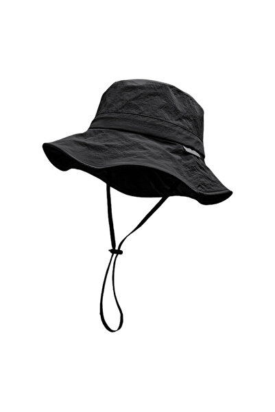 Choice قبعات شمسية سوداء سادة اللون للرجال وقبعة صيد خارجية ذات حافة واسعة وم...