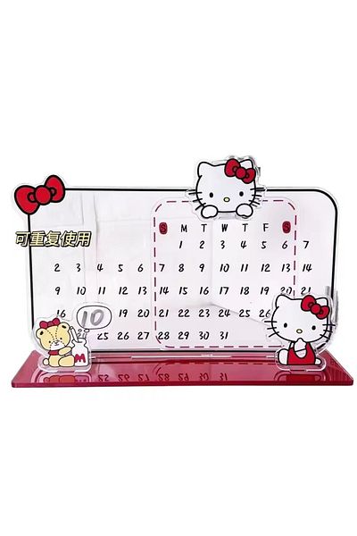 Hello Kitty kitty Sanrio Hello Kitty Calendar Cute Acrylic Ornament Kitty Recycling Reusable Calendar Ins Note B