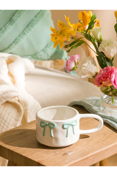 LC Waikiki Lcw Home White Bow Printed Ceramic Mug 400 ml