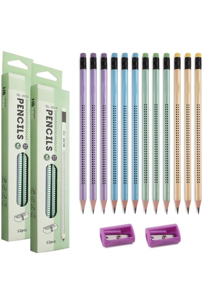 Choice 12 قطعة 12 قطعة قلم رصاص جديد للأطفال على شكل مثلث منقط HB متعدد الألو...