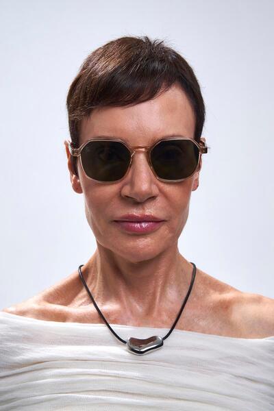Bilge Karga Caesar Leopard Nude Green Sunglasses