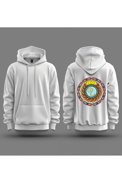 Sebesta Fashion سويت شيرت بقلنسوة من القطن ثلاثي الخيوط مطبوع باللون الأبيض م...