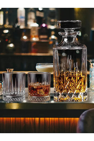 MADAME LUDA Pasabahce-Whiskey Glass. (4 Pcs 345 Cc-Cup-750 Cc-Caraf-Bottle) (5 Pcs Whisky Set)