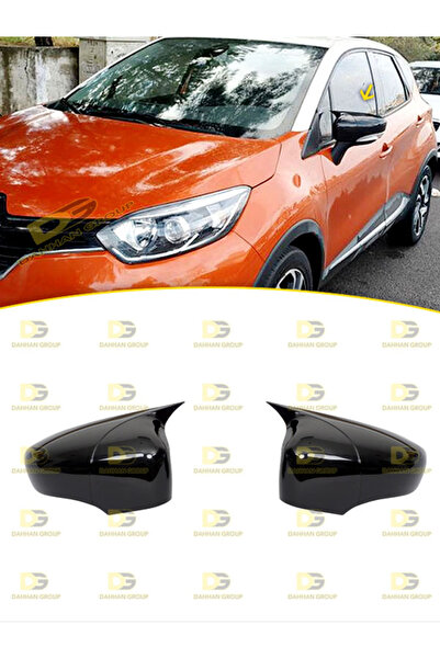DG Power Captur B 2013 - 2019 Uyumlu Batman Yarasa Ayna Kapağı Parlak Siyah A...