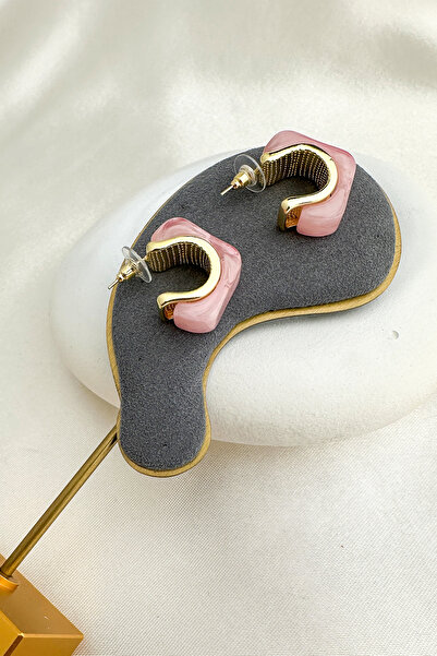 Modex Gold Acrylic Square Stud Hoop Earrings (3cm)