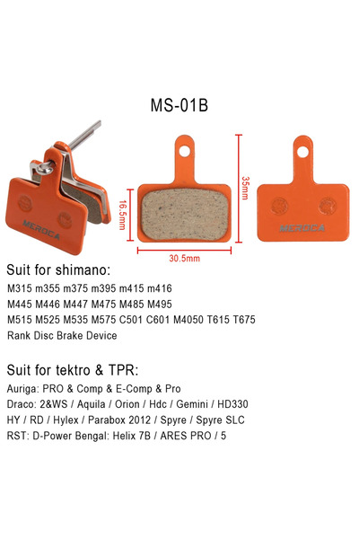 Choice MS-01B Bike Disc Brake Pads Semi-Metallic for Shimano B01S MT200/MT400...
