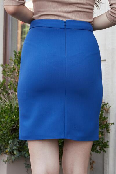 Jument High Waist Above Knee Lightweight Lycra Stylish Fabric Pencil Skirt-Indigo