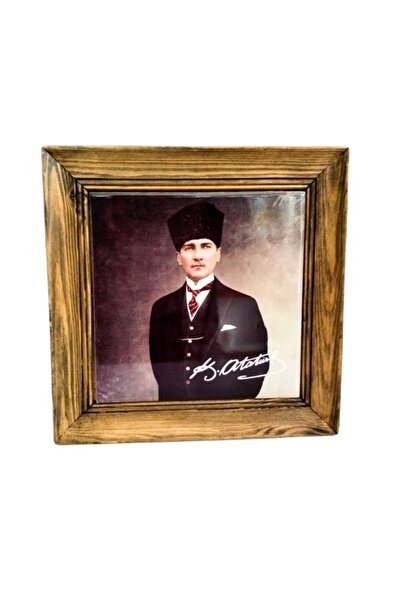 Mask Portret Ataturk cu rama din lemn pictura ceramica 29x29cm MODEL 5