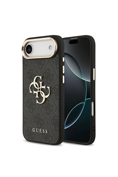 Guess حافظة iPhone 17 Air مرخصة بإطار كاميرا معدني ذهبي اللون، غطاء معدني كبي...