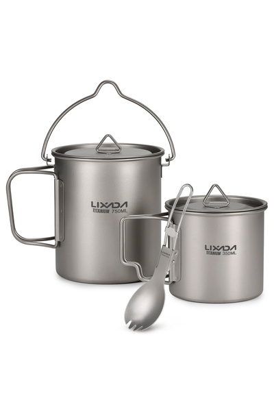 Choice Set 3 Lixada Titanium Cup Pot Tableware Set Outdoor Camp Titanium 750m...
