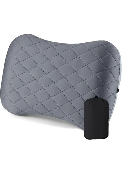 Choice Light Grey Ultralight Inflatable Camping Travel Pillow with Soft Washable Cover - Ergonomic Inflati