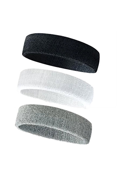 Choice عصابة رأس رياضية مكونة من 3 قطع باللونين الأبيض والرمادي، منشفة قابلة ...