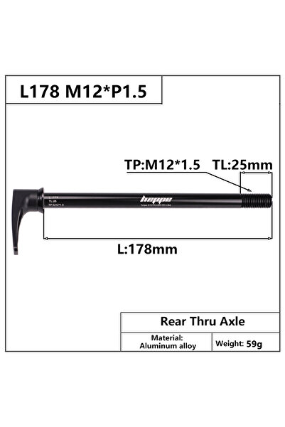 Choice L178 M12x1.5 TL25 HEPPE MTB Road Bike Thru Axle Front Fork Shaft Skewers Rear Hub Thru Axle 12x142/1
