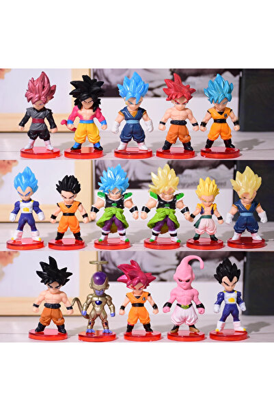BANDAI 16 Pcs 16Pcs/Set Dragon Ball Z Super Saiyan Son Goku Anime Figure Toys Gohan Vegeta Broly Piccolo Ma