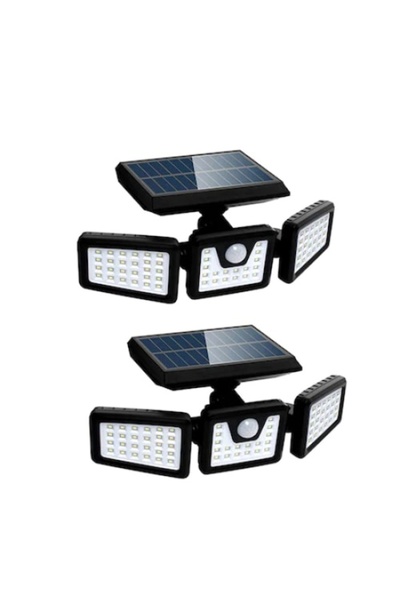 FOXMAG24 Set de 2 lămpi solare triple, pentru exterior, cu senzor de mișcare,...