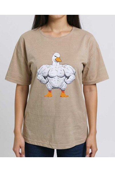 KOZİA OUTDOORS Tricou basic unisex cu imprimeu cu gâscă musculoasă și guler r...