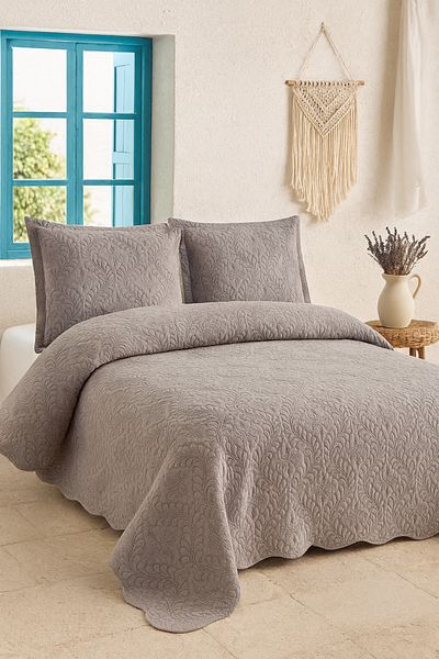Evimcim Cotton Single Duvet Cover Set 175X250 – Gray Patterned Pillowcase Included Luxury