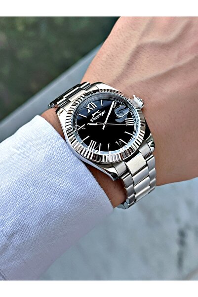 Slazenger With Calendar 10 Atm Waterproofness Silver-Black Steel Band Steel Case Men Wristwatch 2508.05Mr