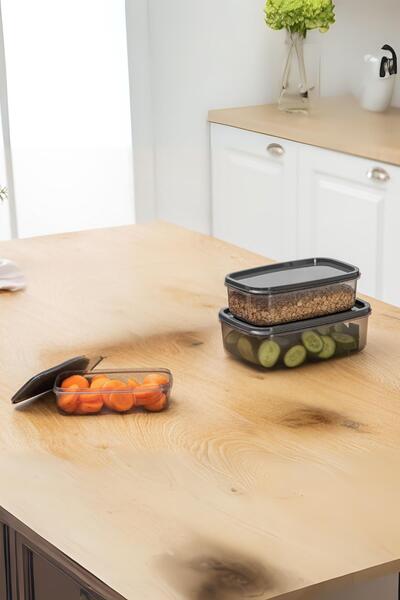 EWs Oval 3 Piece Airproof Leakproof Storage Container Set Smoked (300/500/800 ml)