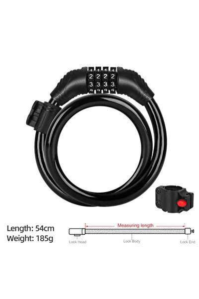Choice كابل قفل دراجة Xunting أسود بطول 65 سم، كابل أساسي قابل لإعادة الضبط، أقفال دراجات مع Co