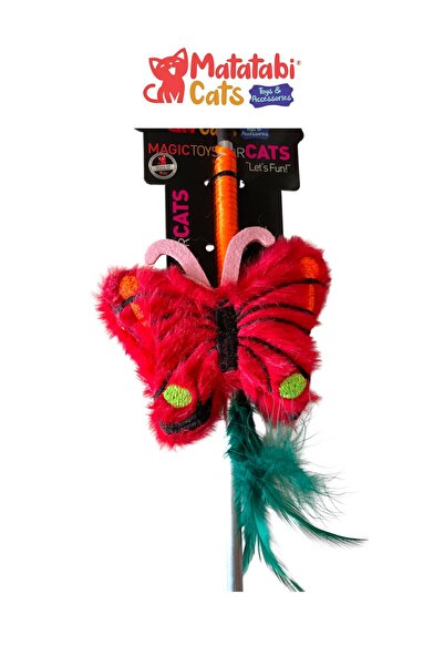 MATATABİ CATS Matatabi Cats Butterfly Al. Cat Fishing Rod with Handle(Matatabi, Includes Rattle and Special Rustle.Special Fabric)