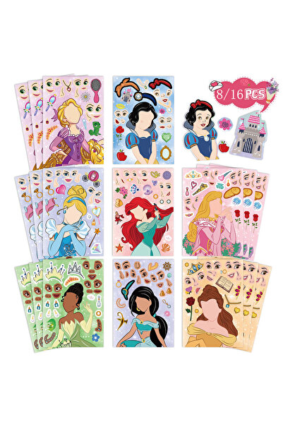 Choice1 16 ورقة 8/16 ورقة ملصقات ألغاز أميرات ديزني، لعبة تركيب الصور المقطوع...