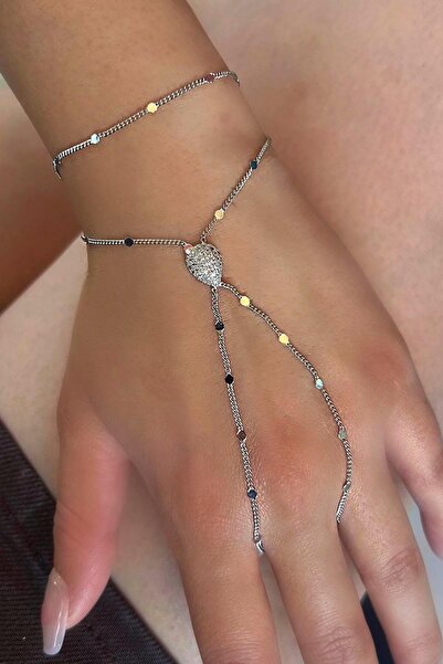 TAKIŞTIR Silver Color Stone Detailed Shahmeran