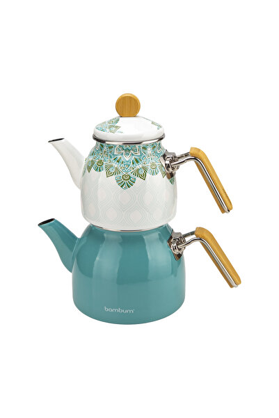 Bambum Unique Bamboo Handle Teapot Set Turquoise