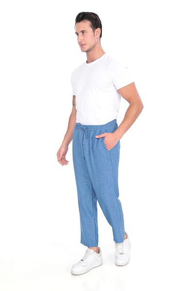 Betterco Cotton Slouchy Fit Basic Men's Loose Elastic Waist High Waist Thin Summer Casual Ankle Length Pants