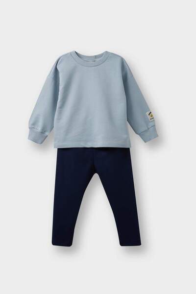 DeFacto Baby Boy 2 Piece Set Label Printed Sweatshirt Sweatpants F1589A525Au