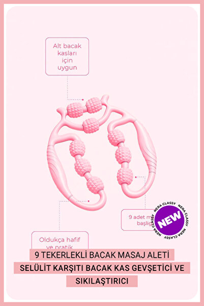 Nera Classy Cellulite, Muscle Relaxer Massager 9 Wheels Adjustable Lymphatic Drainage Roller Leg Arm Cellulite