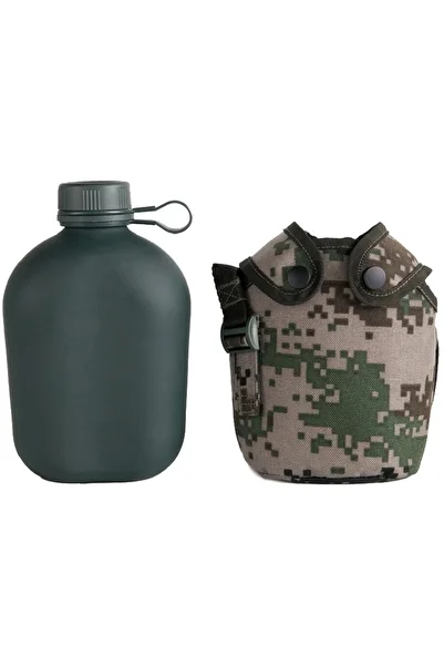 Choice Digital Camo 1L Water Bottle Camping Water Bottle with Pouch Canteen Bottle Camping Hiking Survival