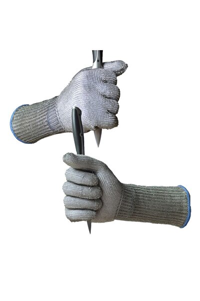 Batex Long Butcher Gloves Anti-Cutting Steel Gloves Stainless Metal Wire Mesh Knit S-M-L-Xl