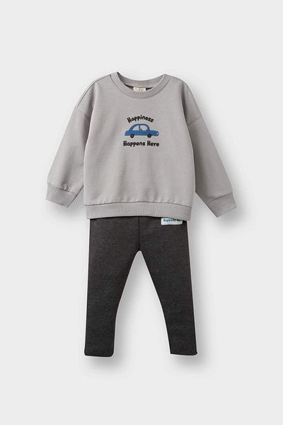 DeFacto School Baby Boy 2 Piece Set Vehicle Printed Sweatshirt Bottom F1594A525Au