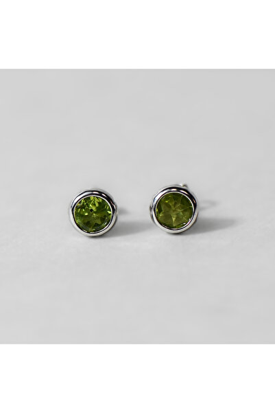 Lithora Jewellery Doğal Peridot Taşlı Gümüş Küpe