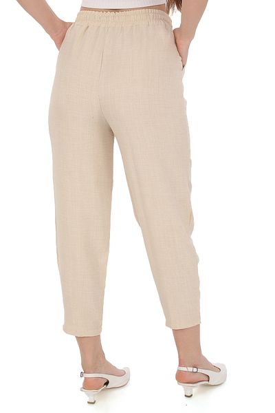 FOUROWL Women's High Waist Slim Summer Casual Loose Cotton Slouchy Fit Basic Ankle Length Pants with Elastic Waist
