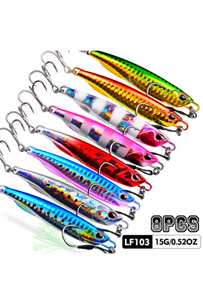 Choice LF103N15ABCDEFGH PROBEROS 8 قطع من طُعم معدني متعدد الألوان 10 جرام - 60 جرام طُعم صناعي طُعم صلب نابض بالحياة F