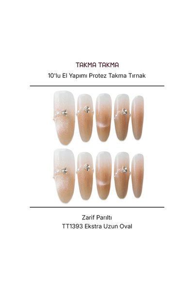 Takma Takma XS Beden 10'lu Ten Rengi Extra Uzun Oval TT1393 Tekrar Kullanılab...