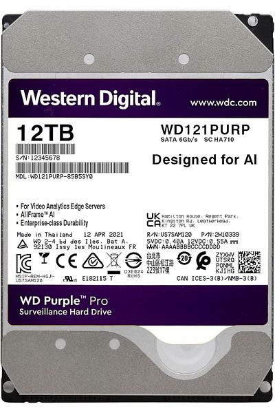 WESTERN DIGITAL 12TB WD Purple Pro SATA 3.5” HDD