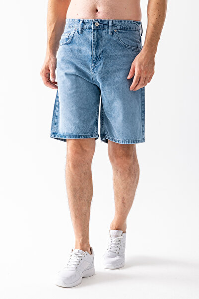 JB John Borners Men's Relaxed Fit 100% Cotton Denim Shorts Ice Blue - 5328