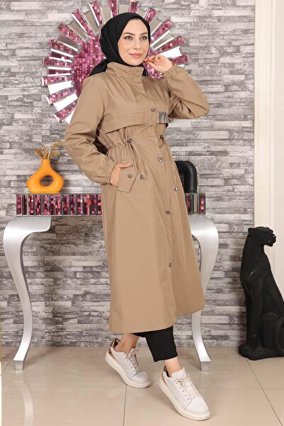 Missvalle Text Detailed Hooded Coat Mink 15900