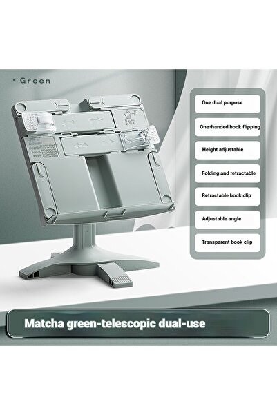 Choice حامل كتب للأطفال قابل للتعديل باللون الأخضر ماتشا - رف قراءة قابل للطي...