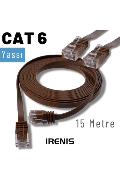 15 Metre CAT6 Kablo Yassı Ethernet Network Lan Ağ İnternet Kablosu