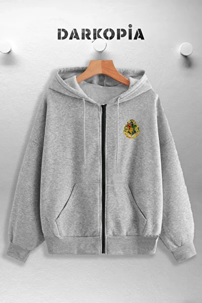 darkopia Unisex Women Men Harry Potter Hogwarts University Printed Hooded Zippered Sweatshirt Cardigan
